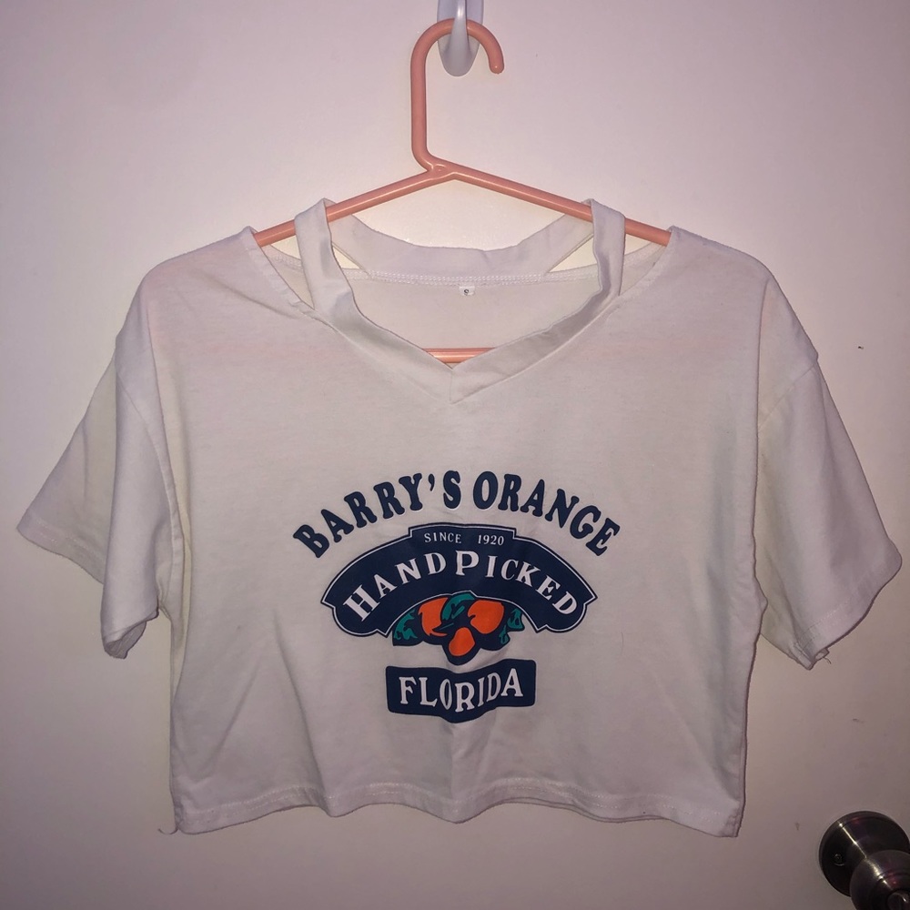 “Barry’s Orange” Crop Top with Neck Cutout
